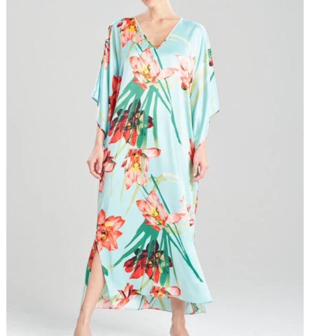 Womens N NATORI Water Lily Butterfly Caftan Size S EUC!